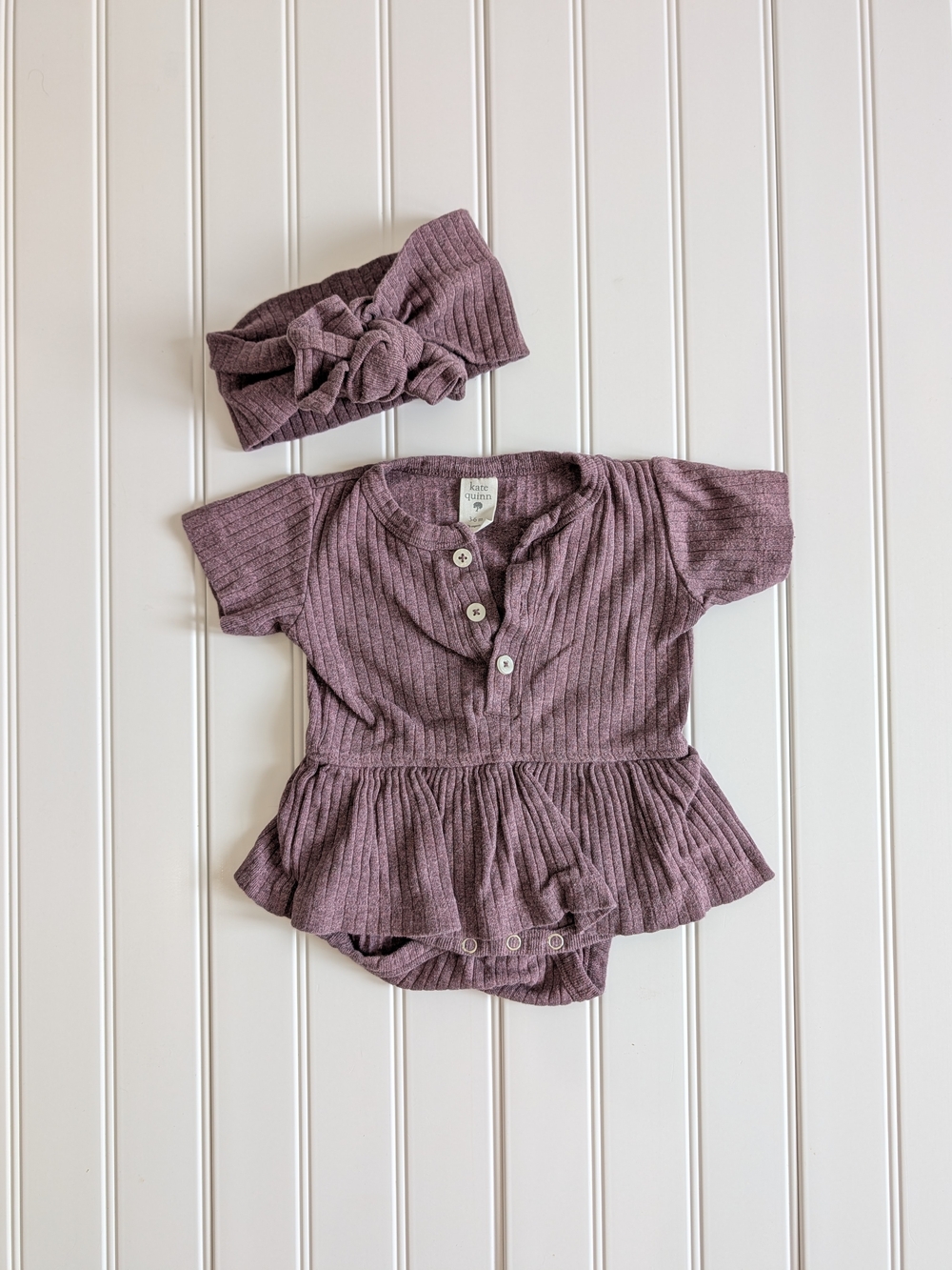 Kate Quinn Mauve Ribbed Baby Sweater 3-6 Organic Cotton